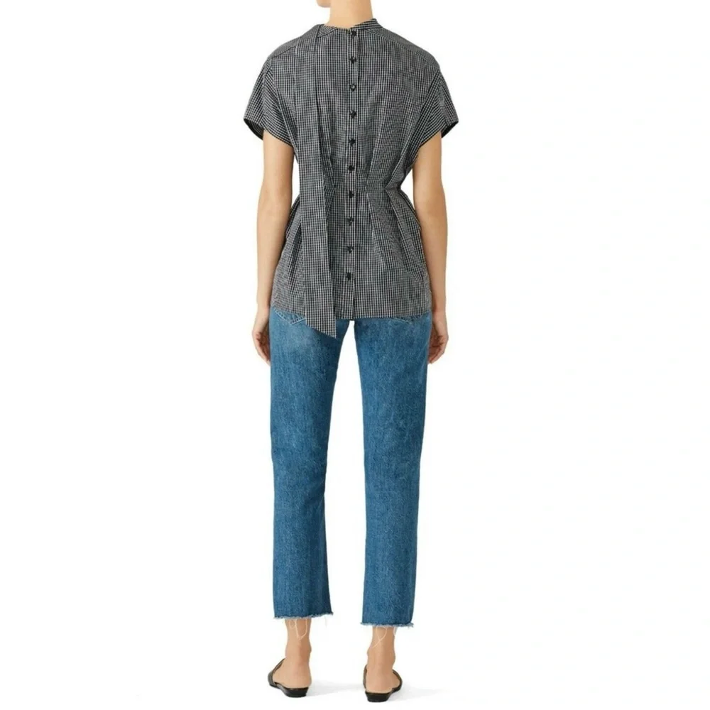 Fame and Partners Sebastian Top 40s Style Button Back Peplum Grid Windowpane - Picture 3 of 13